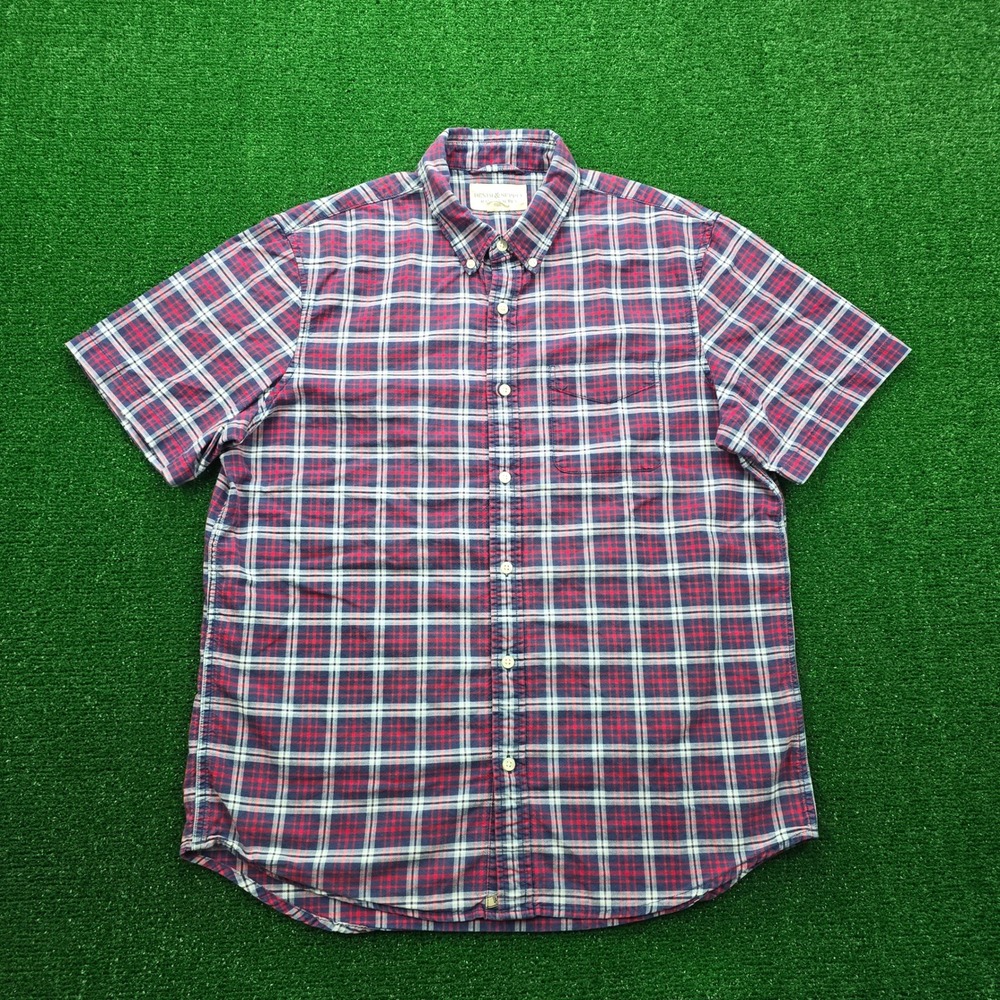 Ralph Lauren Denim & Supply Shirt Mens Large L Red Blue Plaid Cotton Button Up